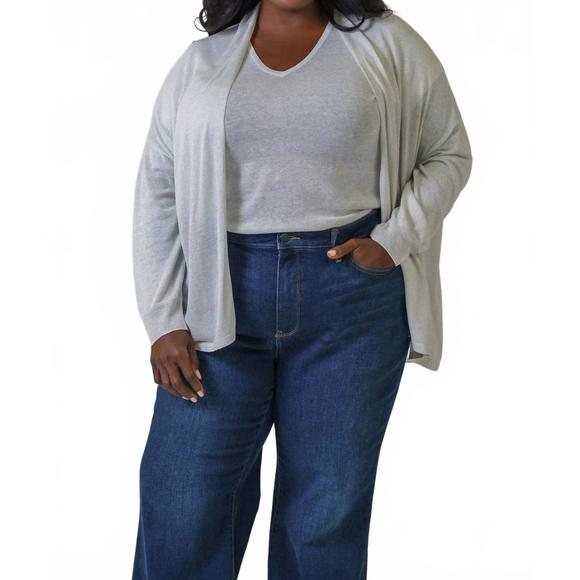 NEW ESTHEME silk linen sparkle cardigan plus size in grey